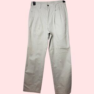 Haggar Mens Classic Fit Pleated Pants Cotton Blend Cream 30x32